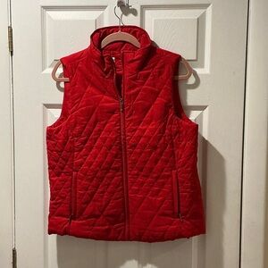 Coldwater Creek Vibrant Red Quilted Vest 2 Pockets Size Medium
